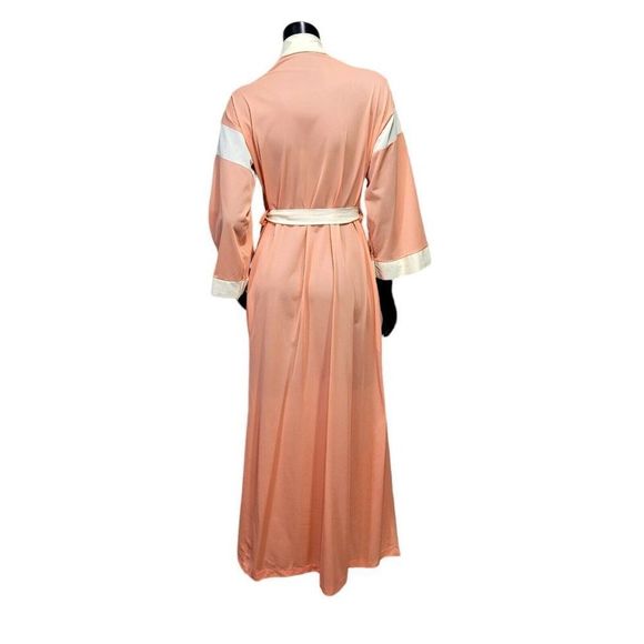 Vintage 70s Berkleigh Juniors Peach Ivory Lightweight Poly Robe Lounge Wear - Picture 8 of 12